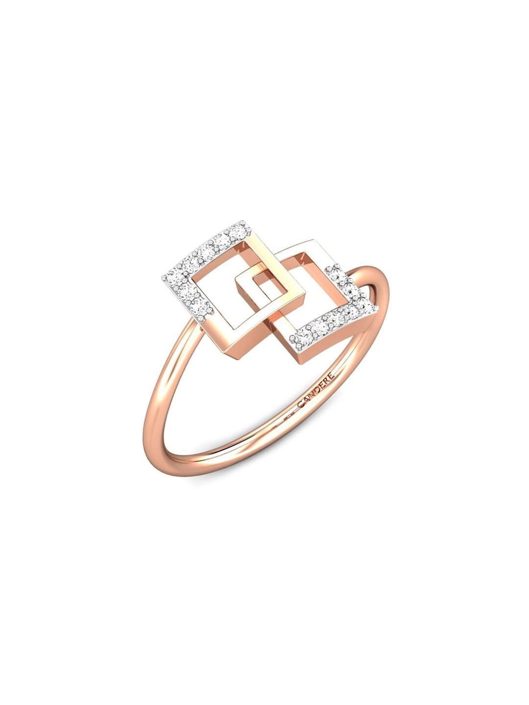 

CANDERE A KALYAN JEWELLERS COMPANY 14KT (585) Rose Gold CZ Studded Finger Ring-1.21gm