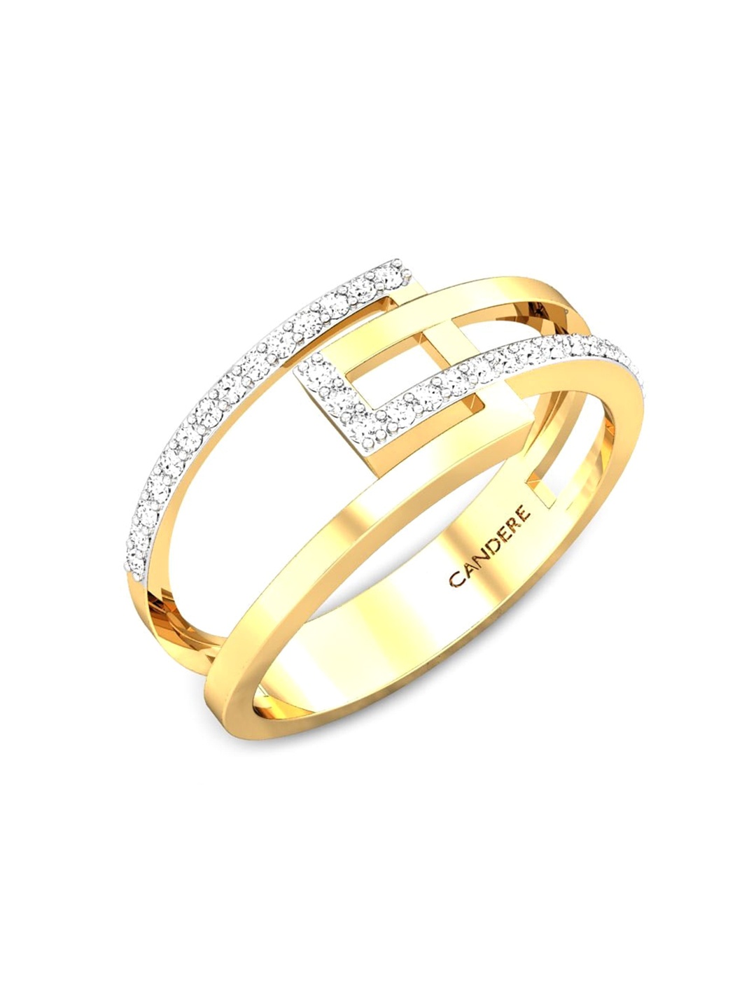 

CANDERE A KALYAN JEWELLERS COMPANY 14KT (585) CZ Studded Gold Finger Ring-2.86gm