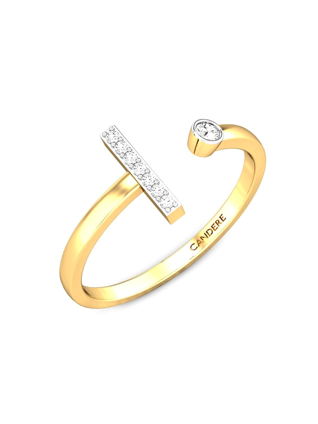 

CANDERE A KALYAN JEWELLERS COMPANY 14KT (585) Gold Cubic Zirconia Studded Ring-1.46 gm