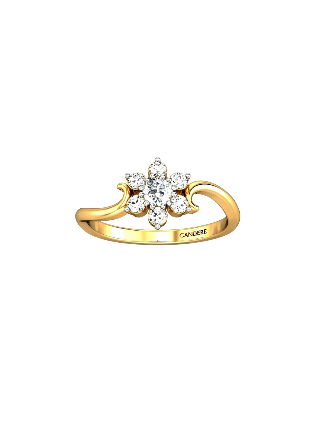 

CANDERE A KALYAN JEWELLERS COMPANY 18KT (750) Gold Cubic Zirconia Studded Ring-1.78gm