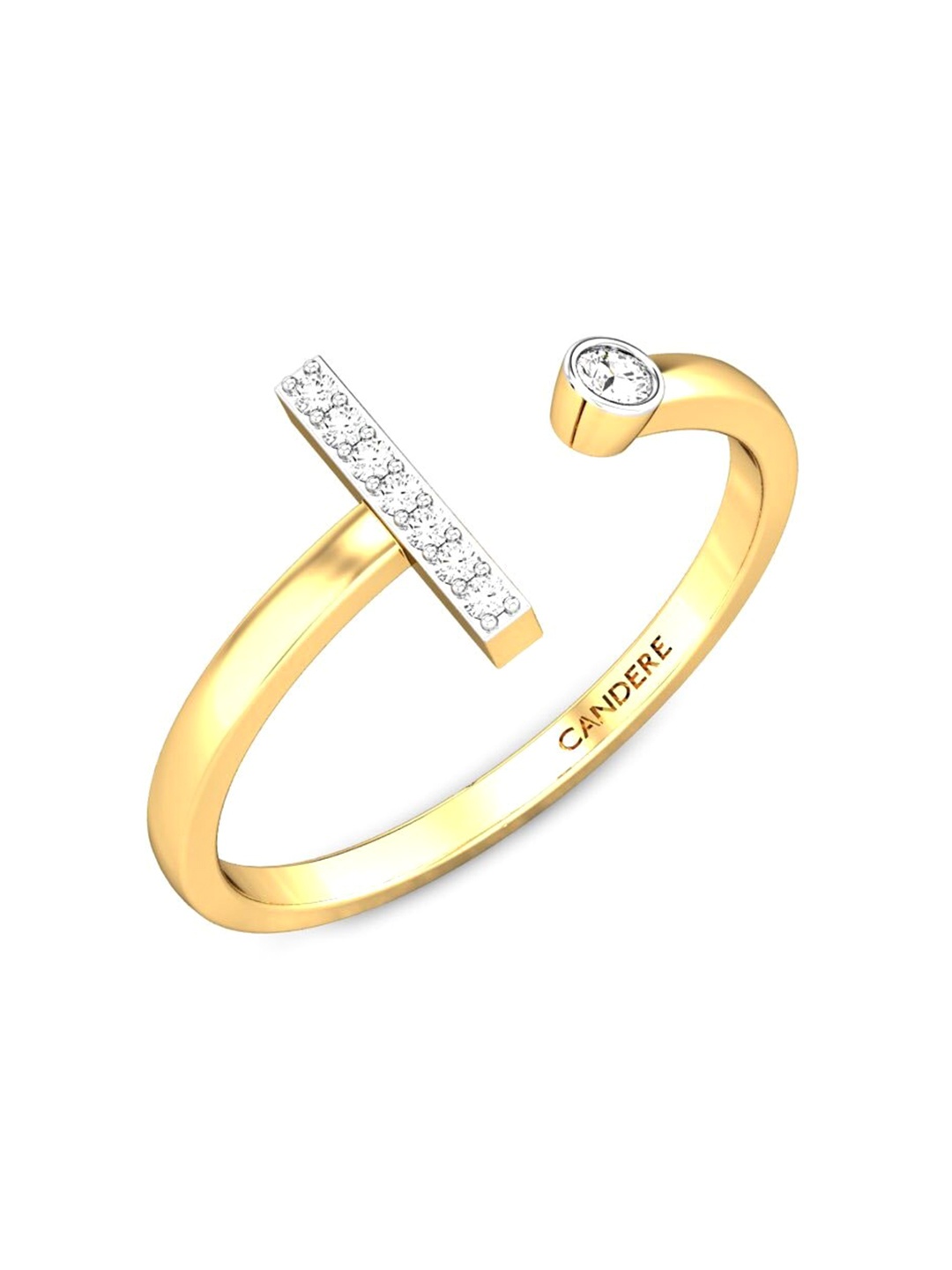 

CANDERE A KALYAN JEWELLERS COMPANY 14KT (585) Gold CZ-Studded Finger Ring-1.43gm