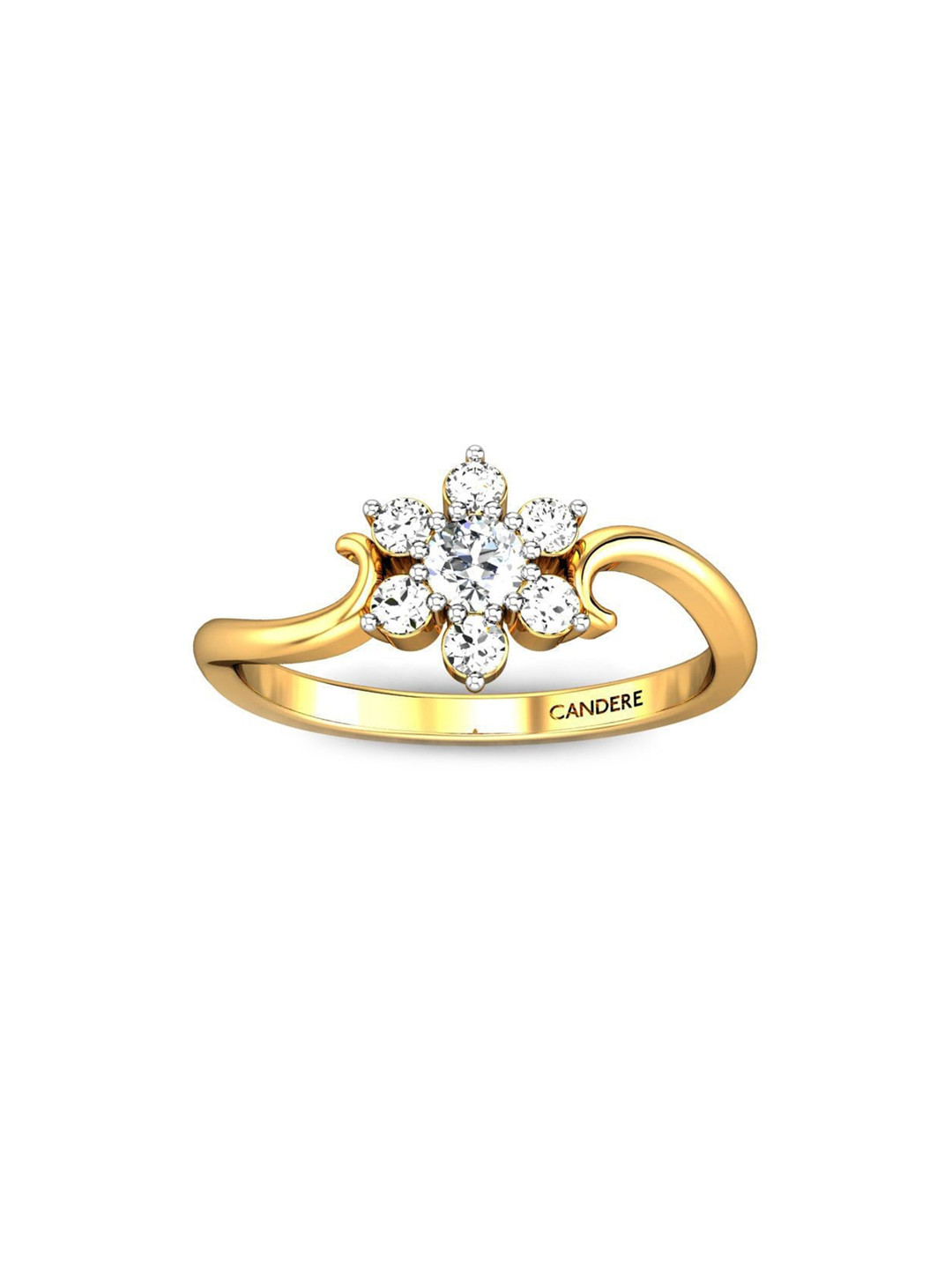 

CANDERE A KALYAN JEWELLERS COMPANY 18KT (750) Gold Cubic Zirconia Studded Ring- 1.81gm