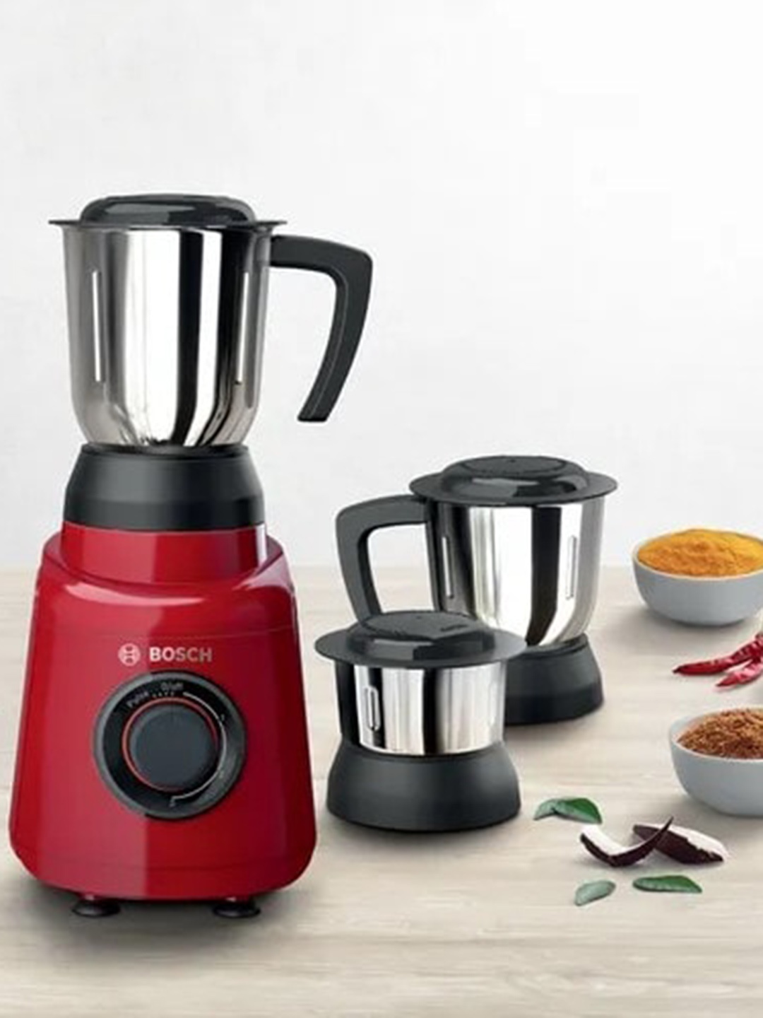 

BOSCH Red & Black 4 Pieces Juicer Mixer Grinder- 500 Watt