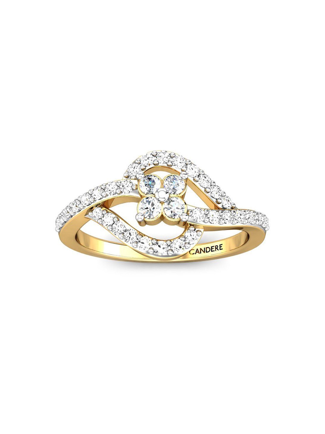 

CANDERE A KALYAN JEWELLERS COMPANY 18KT (750) Gold Cubic Zirconia Studded Ring-1.81gm