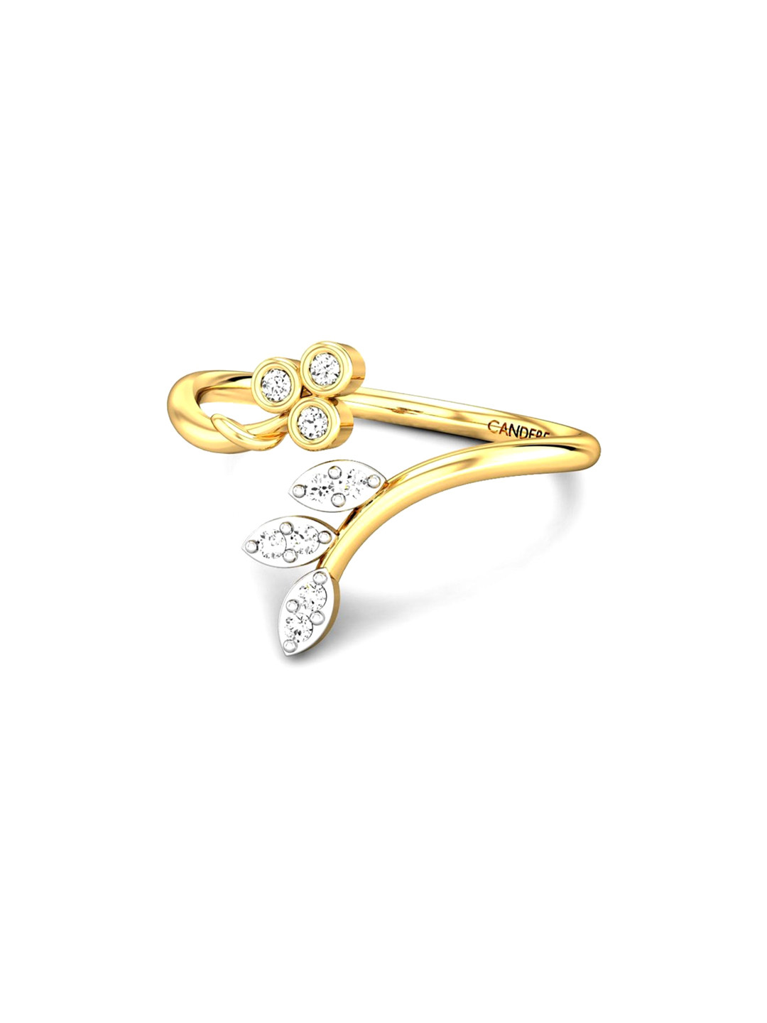 

CANDERE A KALYAN JEWELLERS COMPANY 18KT (750) Gold CZ-Studded Finger Ring-1.72gm