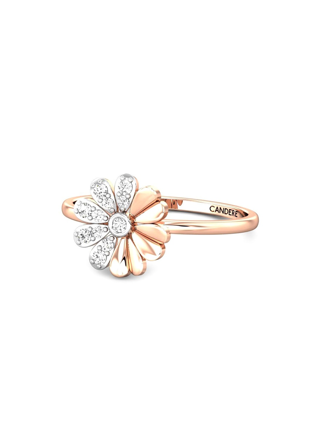 

CANDERE A KALYAN JEWELLERS COMPANY 18KT (750) Rose Gold Cubic Zirconia Studded Ring-1.78gm