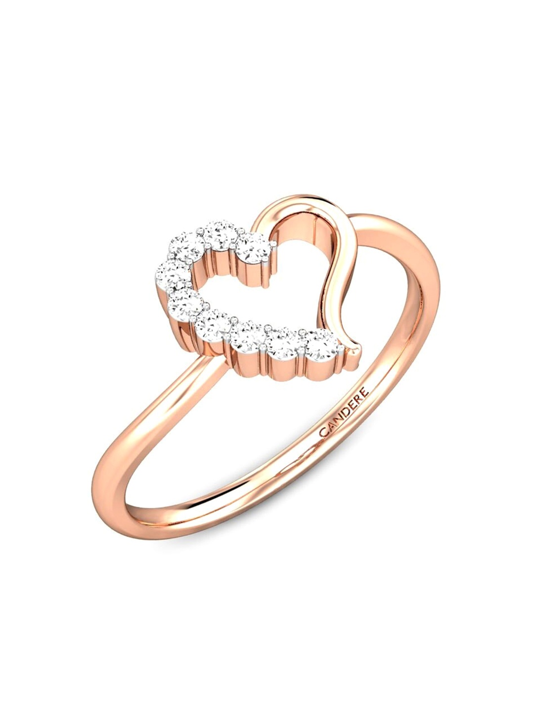

CANDERE A KALYAN JEWELLERS COMPANY 14KT (585) Rose Gold CZ-Studded Finger Ring-1.39gm