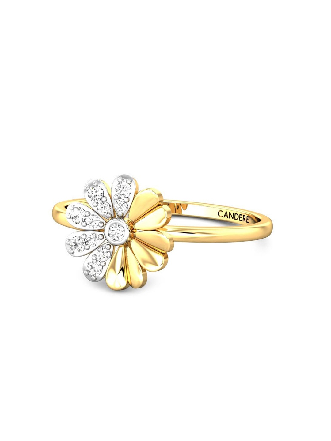 

CANDERE A KALYAN JEWELLERS COMPANY 18KT (750) Gold Cubic Zirconia Studded Ring-1.36 gm