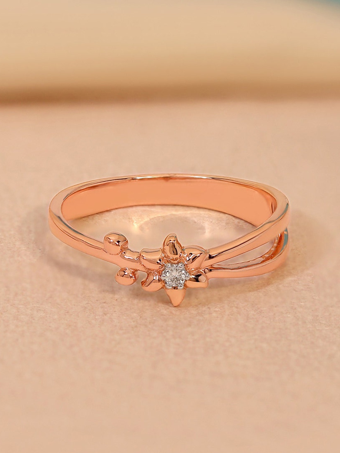 

CANDERE A KALYAN JEWELLERS COMPANY 14KT (585) Rose Gold Cubic Zirconia Studded Ring- 1.9gm
