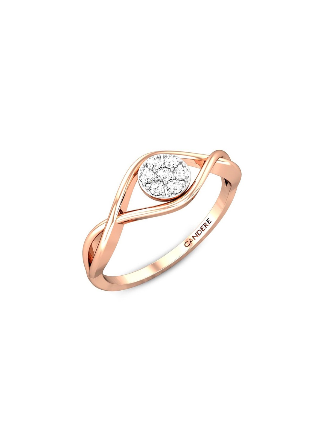 

CANDERE A KALYAN JEWELLERS COMPANY 18KT (750) Rose Gold CZ-Studded Finger Ring-2.2gm