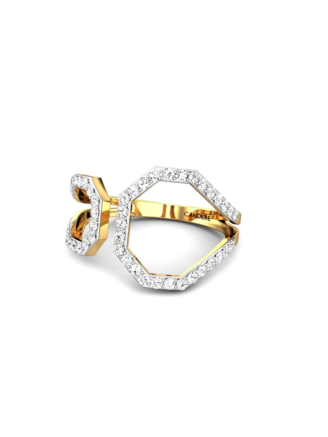 

CANDERE A KALYAN JEWELLERS COMPANY 18KT (750) Gold CZ-Studded Finger Ring-1.6gm