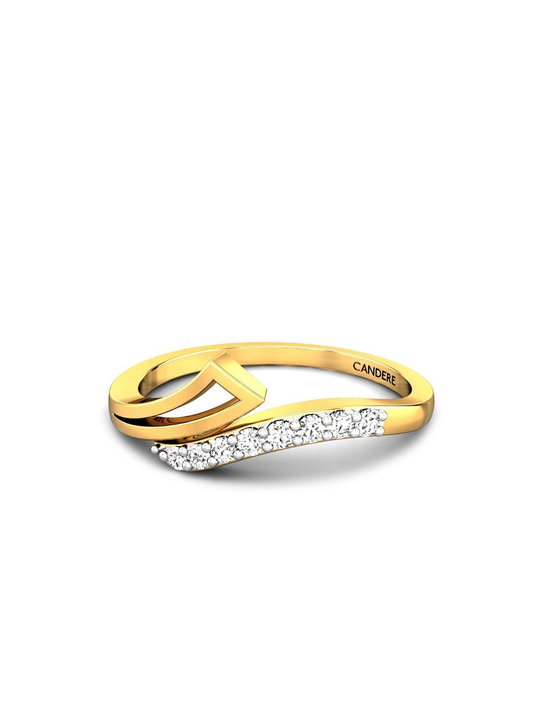 

CANDERE A KALYAN JEWELLERS COMPANY 18KT (750) Gold Cubic Zirconia Studded Ring-2.14 gm