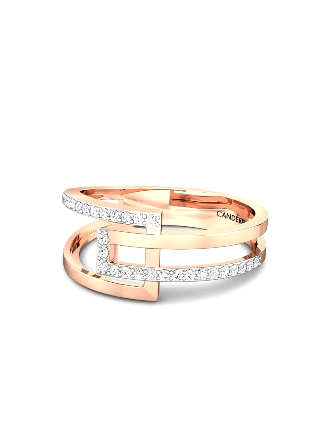 

CANDERE A KALYAN JEWELLERS COMPANY 18KT (750) Rose Gold Cubic Zirconia Studded Ring-2.68gm