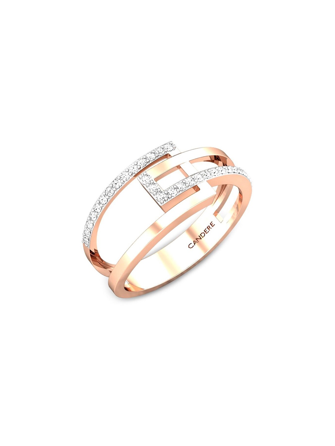 

CANDERE A KALYAN JEWELLERS COMPANY 18KT (750) Rose Gold Cubic Zirconia Studded Ring-3.13gm