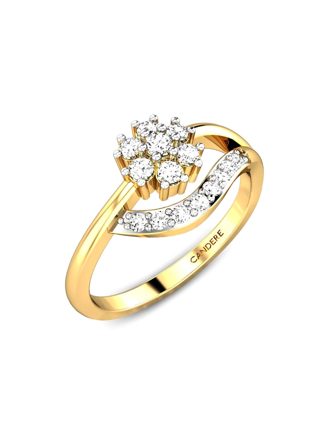 

CANDERE A KALYAN JEWELLERS COMPANY 18KT (750) Gold Cubic Zirconia Studded Ring-2.08 gm