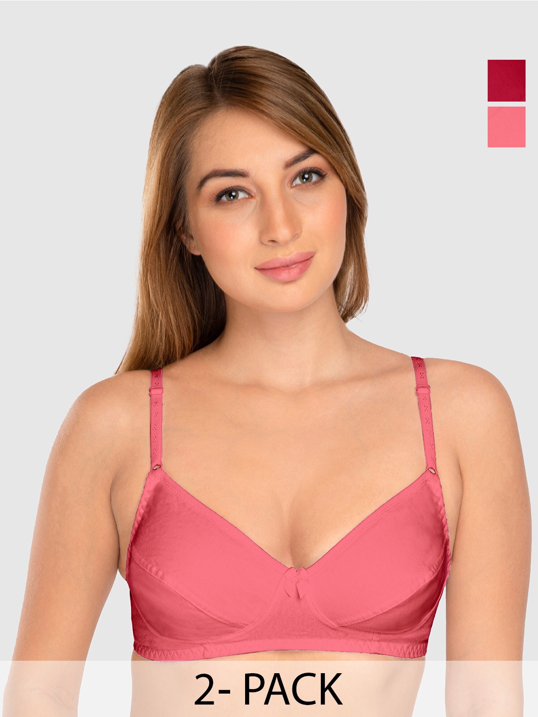 

Daisy Dee Full Coverage Non-Wired Super Support Cotton T-shirt Bra- All Day Comfort, Maroon