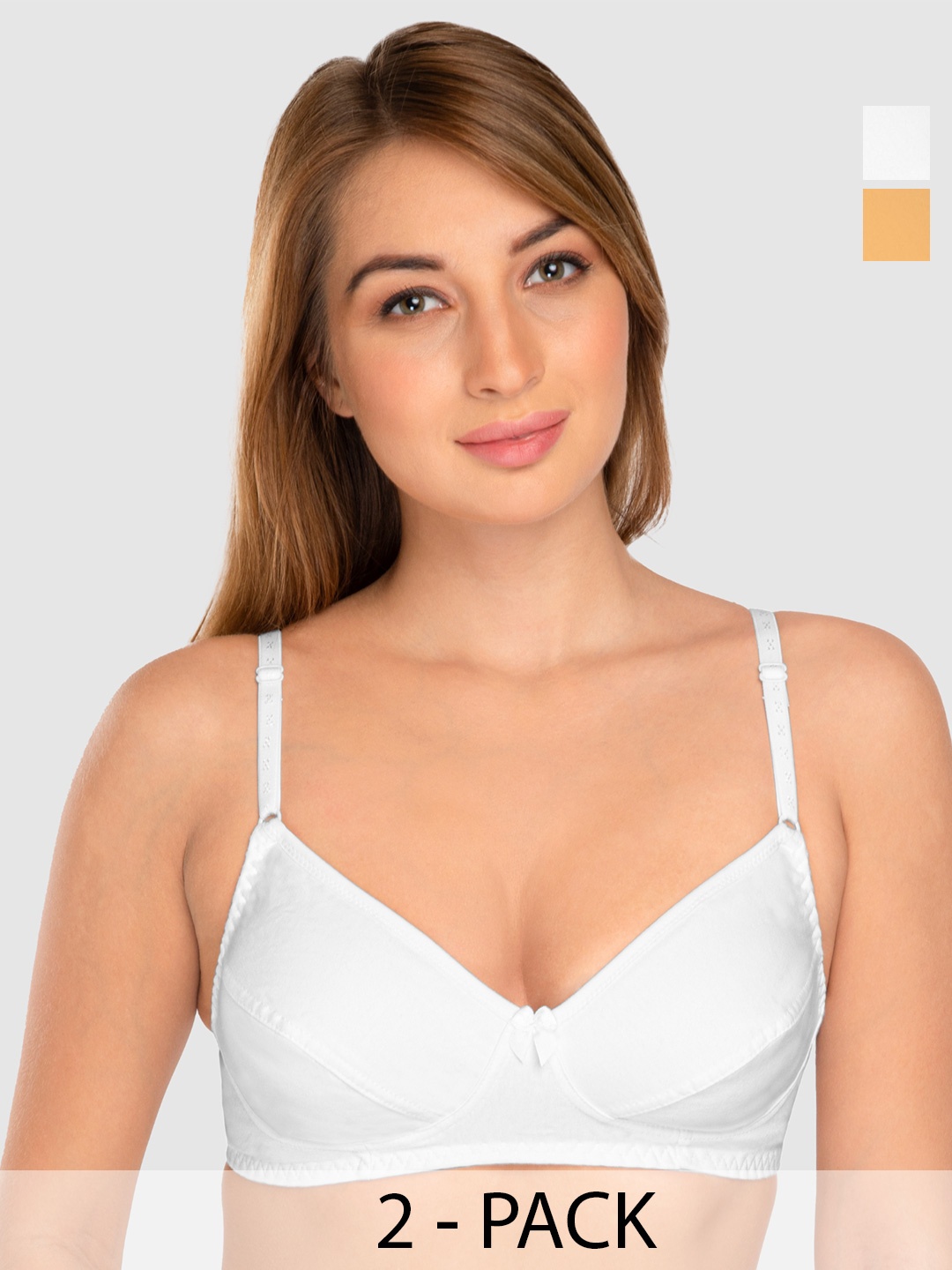 

Daisy Dee Pack of 2 Full Coverage Non Padded Cotton T-shirt Bra-All Day Comfort, White