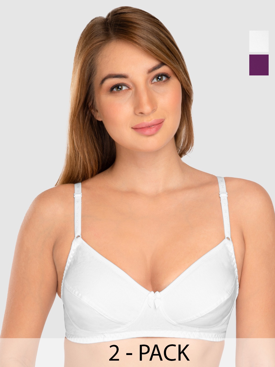 

Daisy Dee Pack of 2 Full Coverage Non Padded Cotton T-shirt Bra-All Day Comfort, White