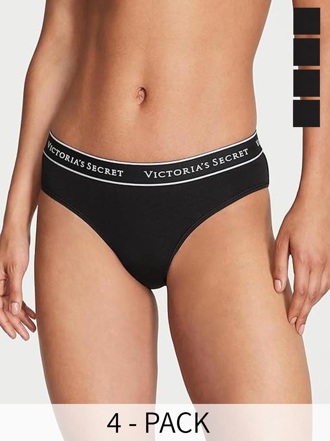 

Victoria's Secret Pack Of 4 Hiphugger Hipster Briefs, Black