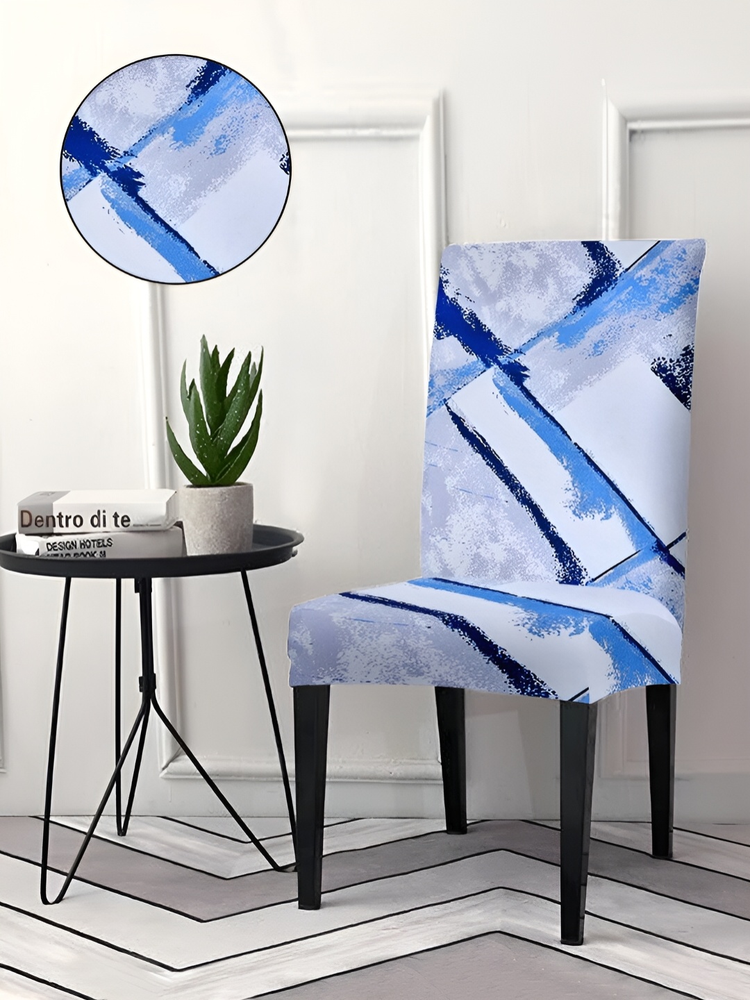 

Aura Blue & White Printed Chair Cover