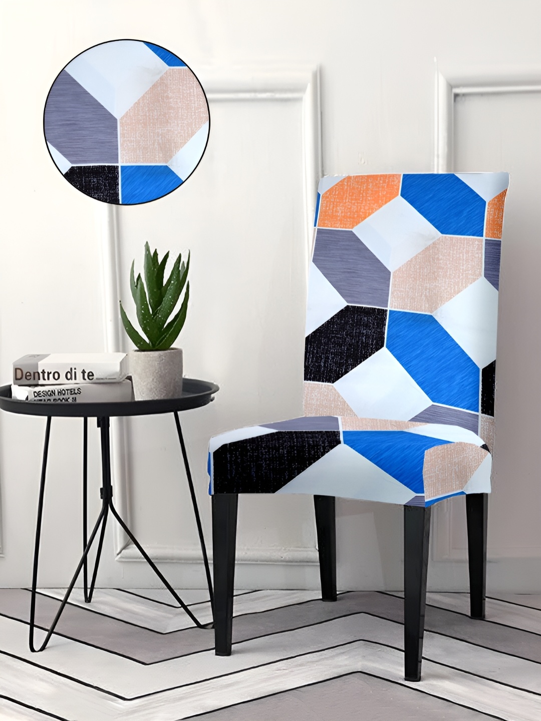 

Aura White & Blue 4 Pieces Printed Stretchable Chair Covers