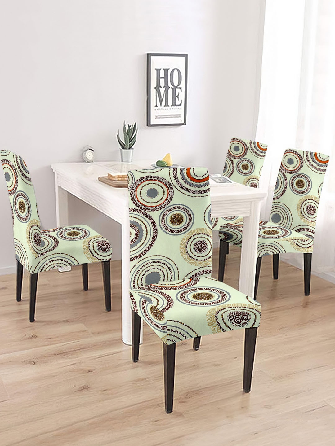 

Aura Green 4 Pieces Printed Chair Covers