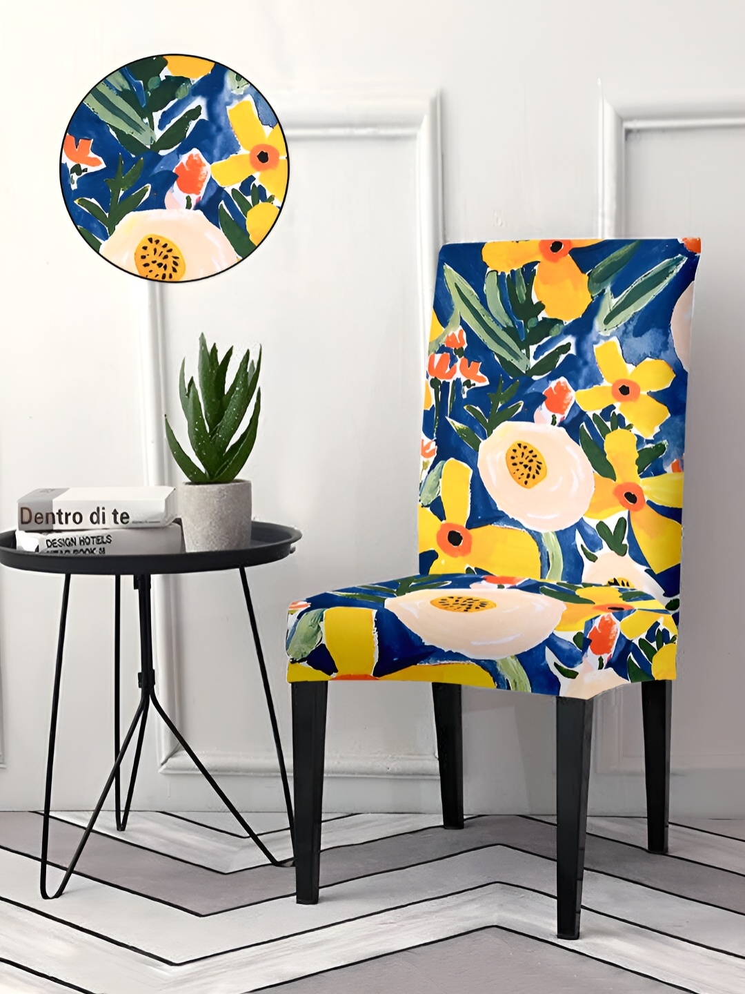 

Aura Blue & Yellow Printed Stretchable Chair Cover