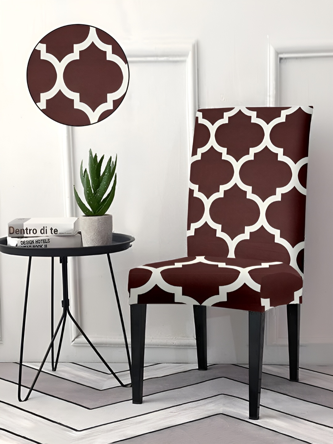 

Aura Brown & White 4Pcs Printed Chair Covers