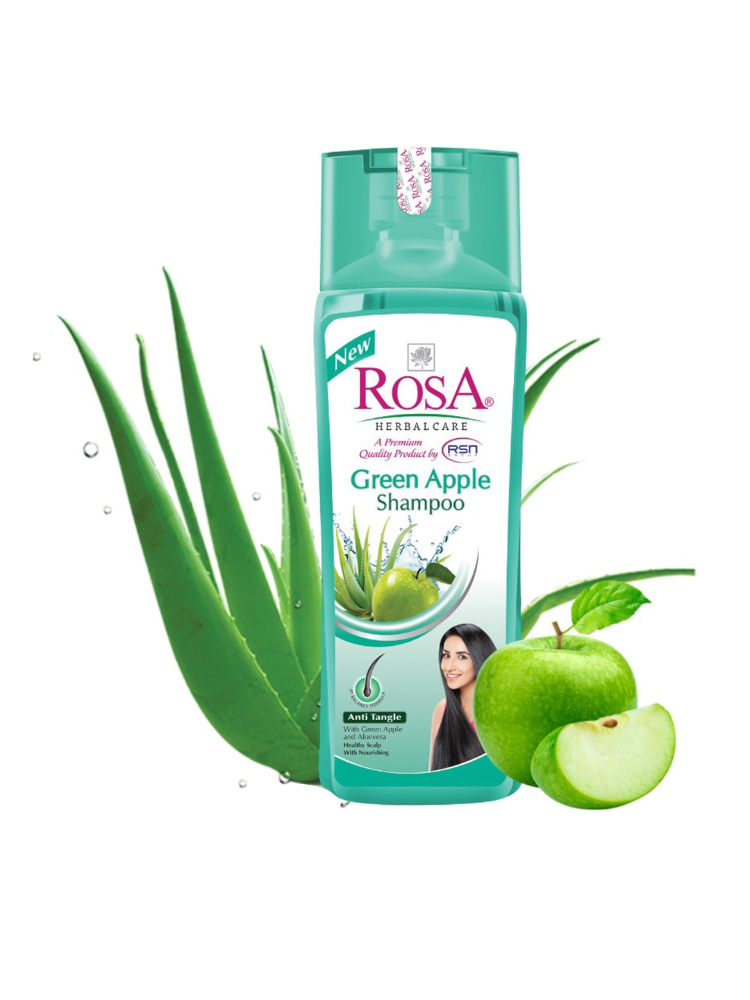 

ROSA Green Apple Shampoo To Control Hair Fall Dirt Dandruff From Scalp-500ml, Turquoise blue