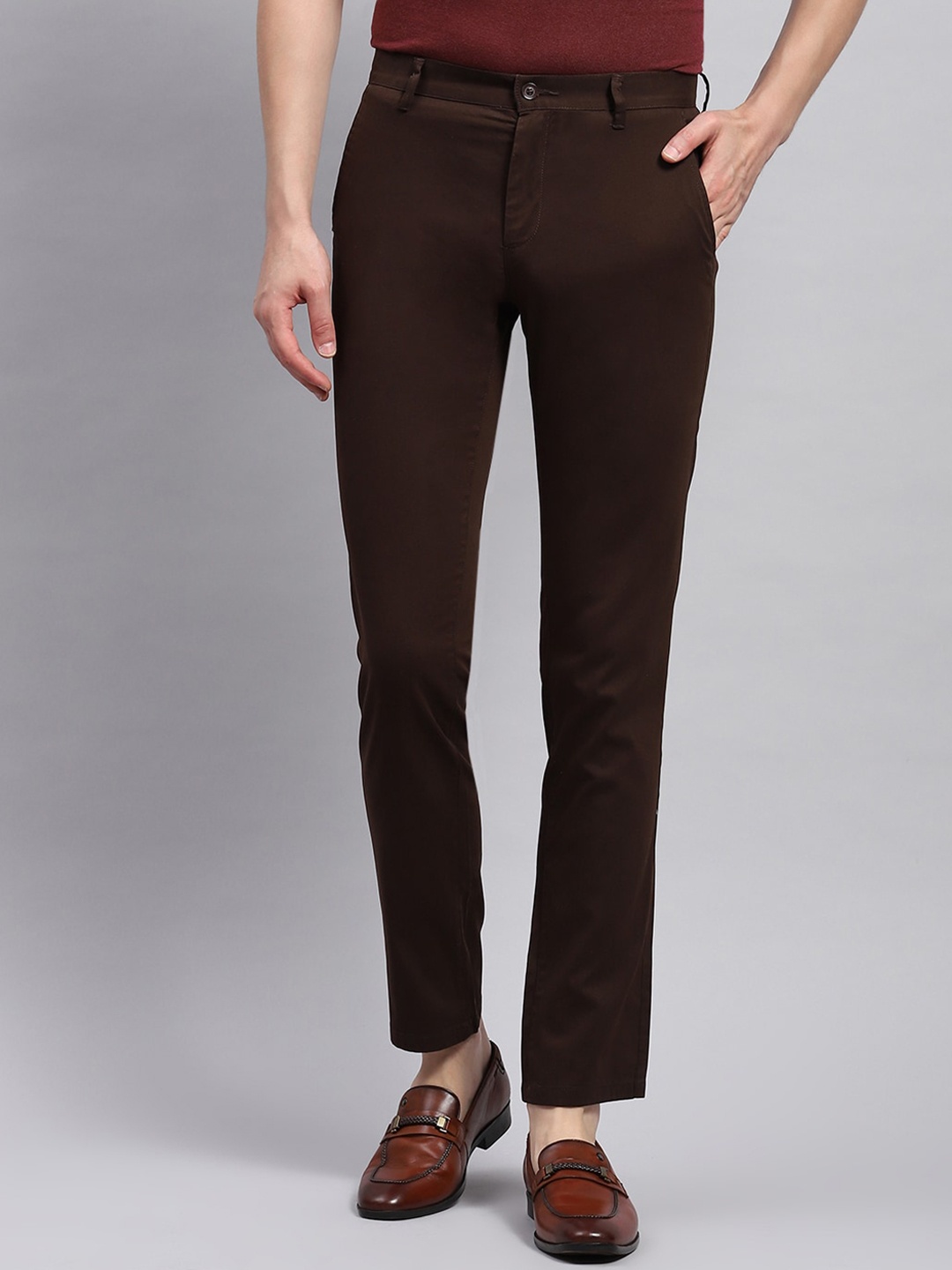 

Monte Carlo Men Mid-Rise Cotton Trouser, Brown