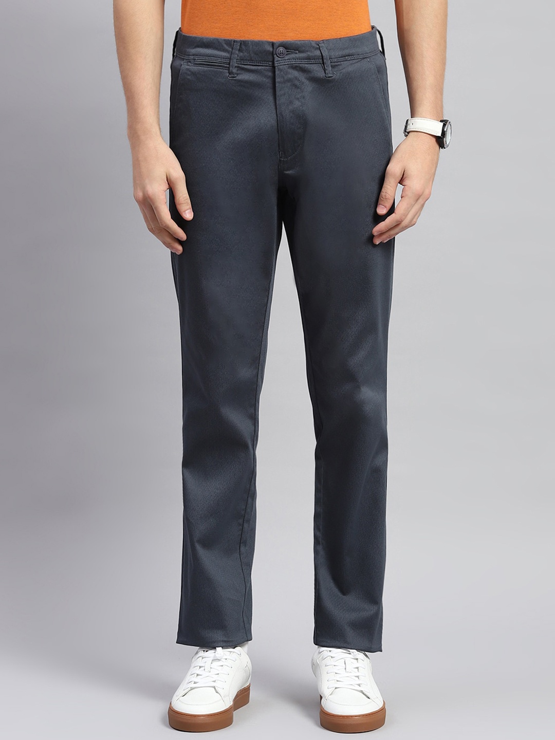 

Monte Carlo Men Mid-Rise Cotton Trouser, Navy blue