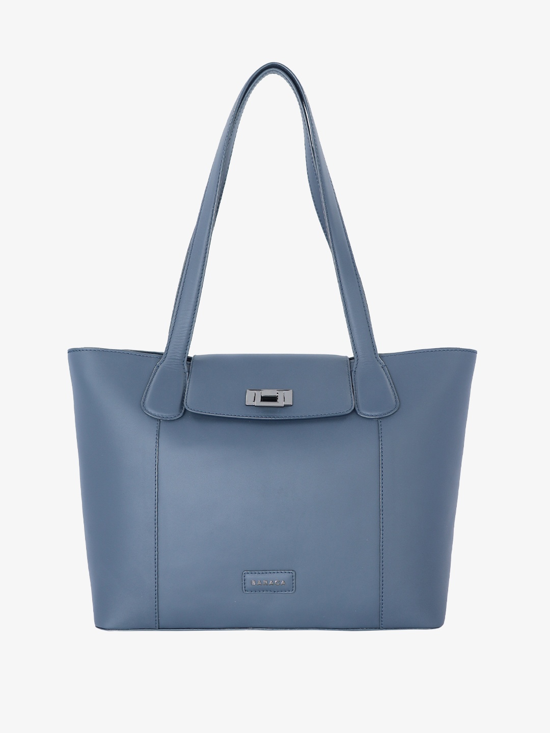 

Baraca Textured Leather Oversized Shopper Shoulder Bag with Cut Work, Blue