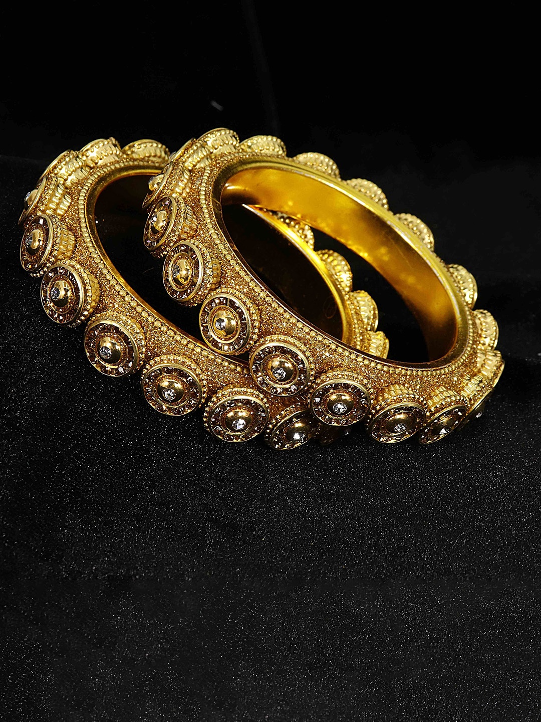 

NMII Set Of 2 Crystal Studded Bangles, Gold