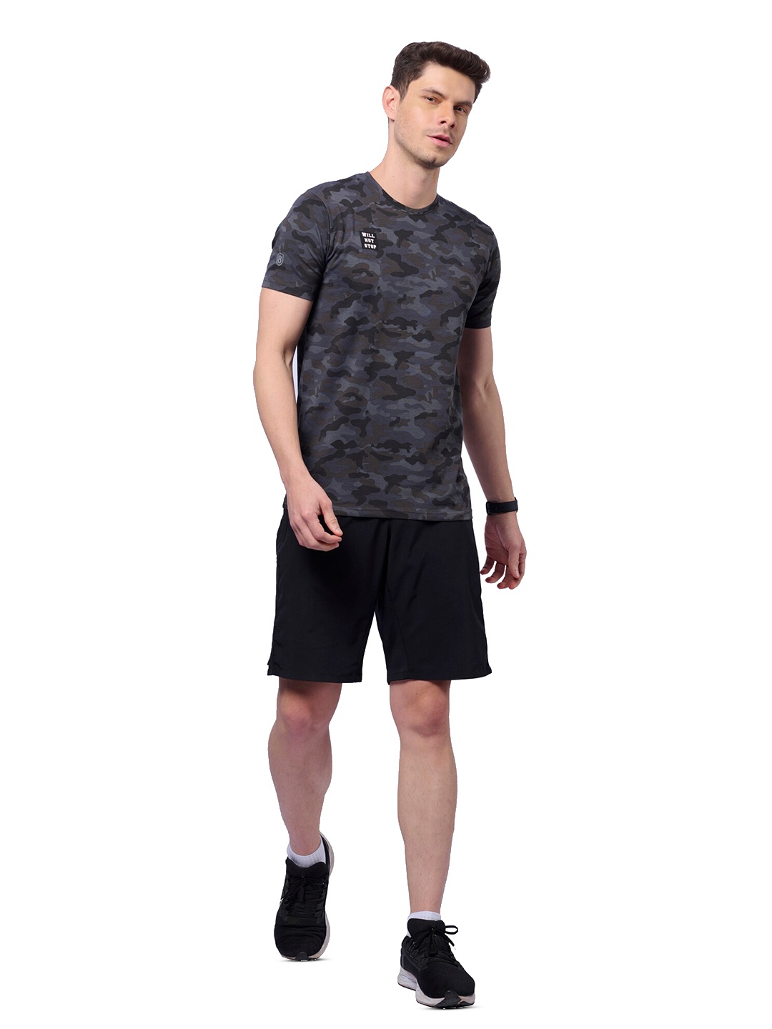 

Domin8 Men Regular Fit Camouflage Sports T-Shirt, Black