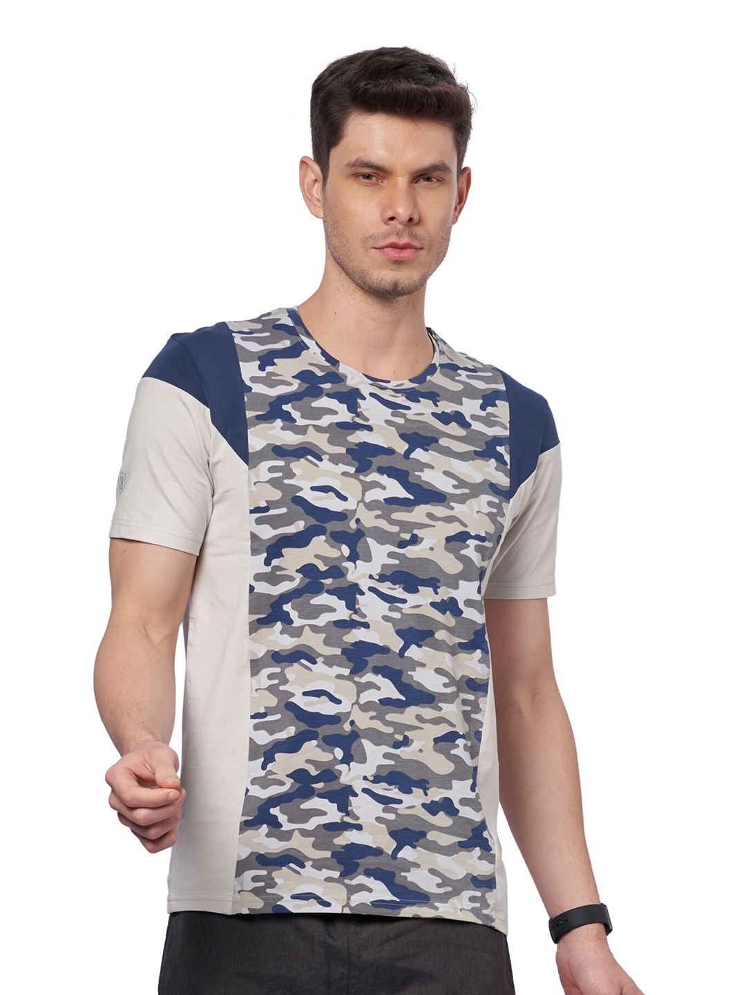 

DOMIN8 Camouflage Printed Training Outdoor T-Shirt, Blue