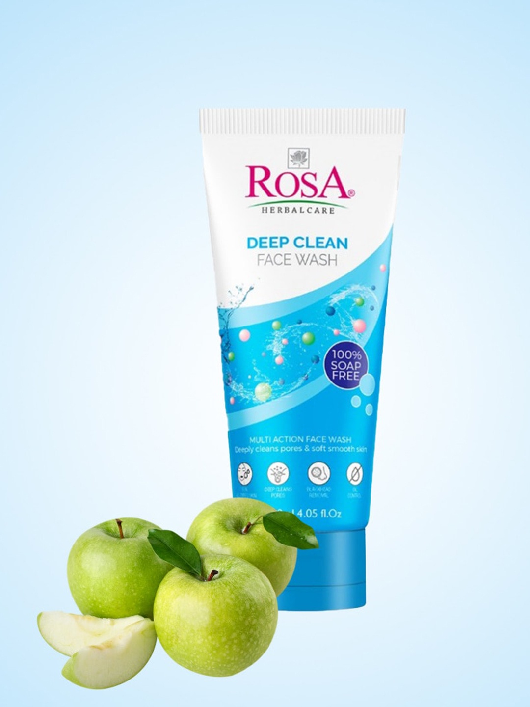 

ROSA Set of 2 Deep Clean Face Wash with Green Apple & Vitamin E - 120 ml each, Blue