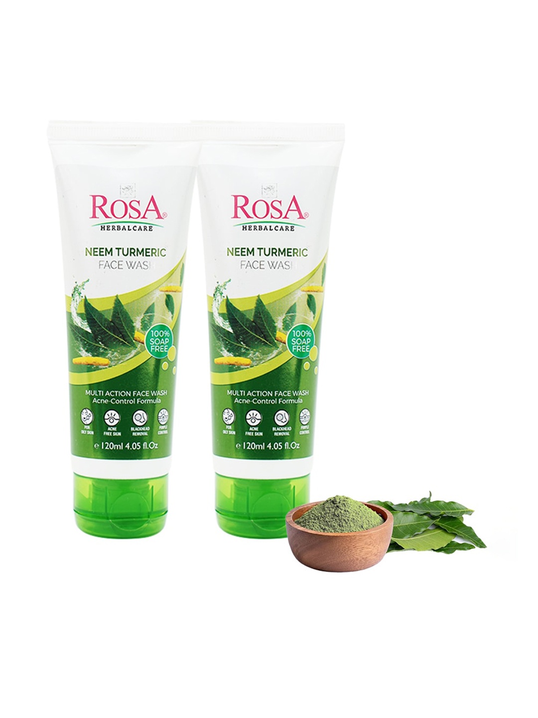 

ROSA Set Of 2 Neem Turmeric Face Wash - 120 ml Each, Yellow