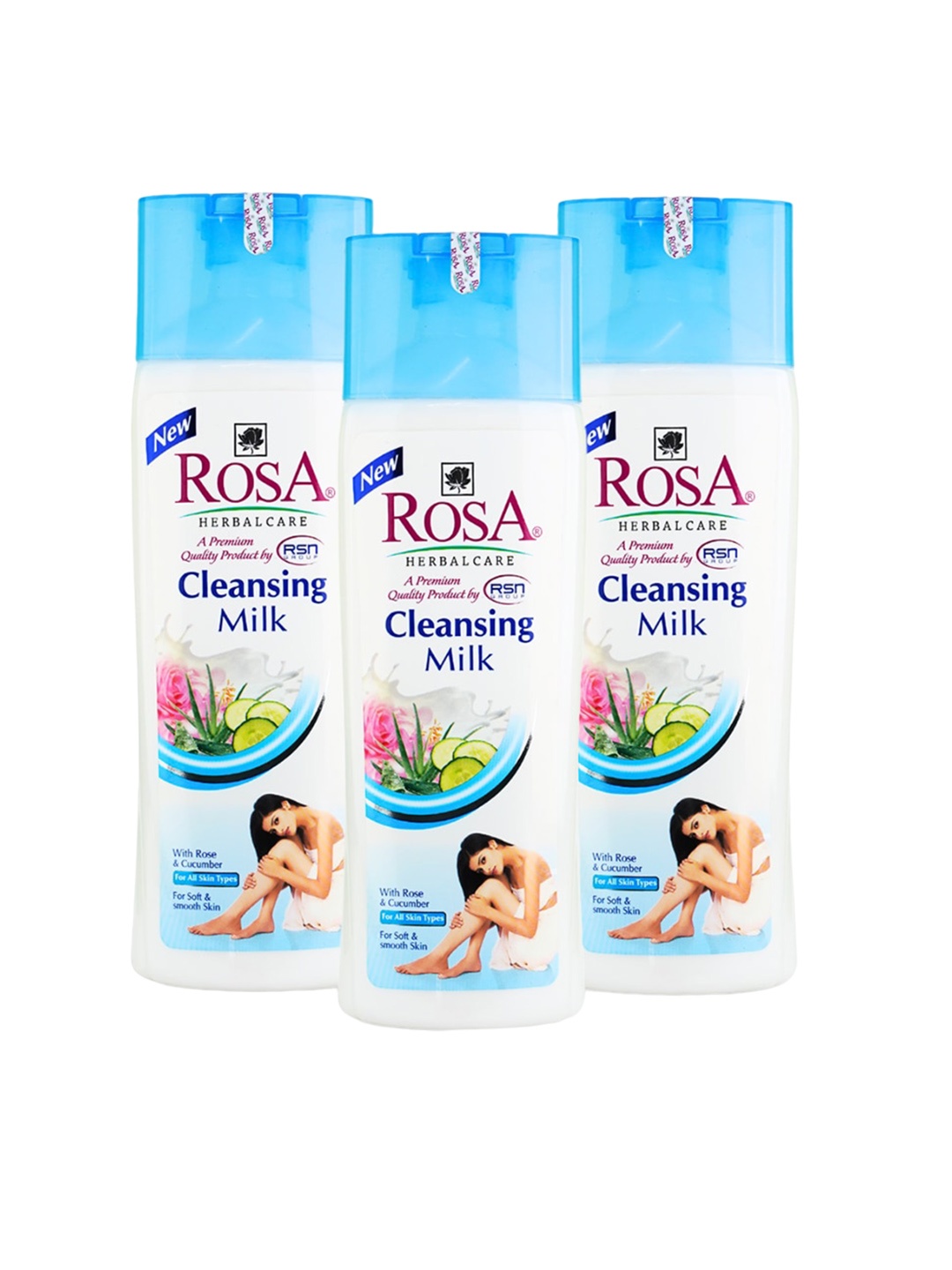 

ROSA Set Of 3 Cleansing Milk With Rose & Cucumber Dirt & Impurity Removal- 100 ml Each, White