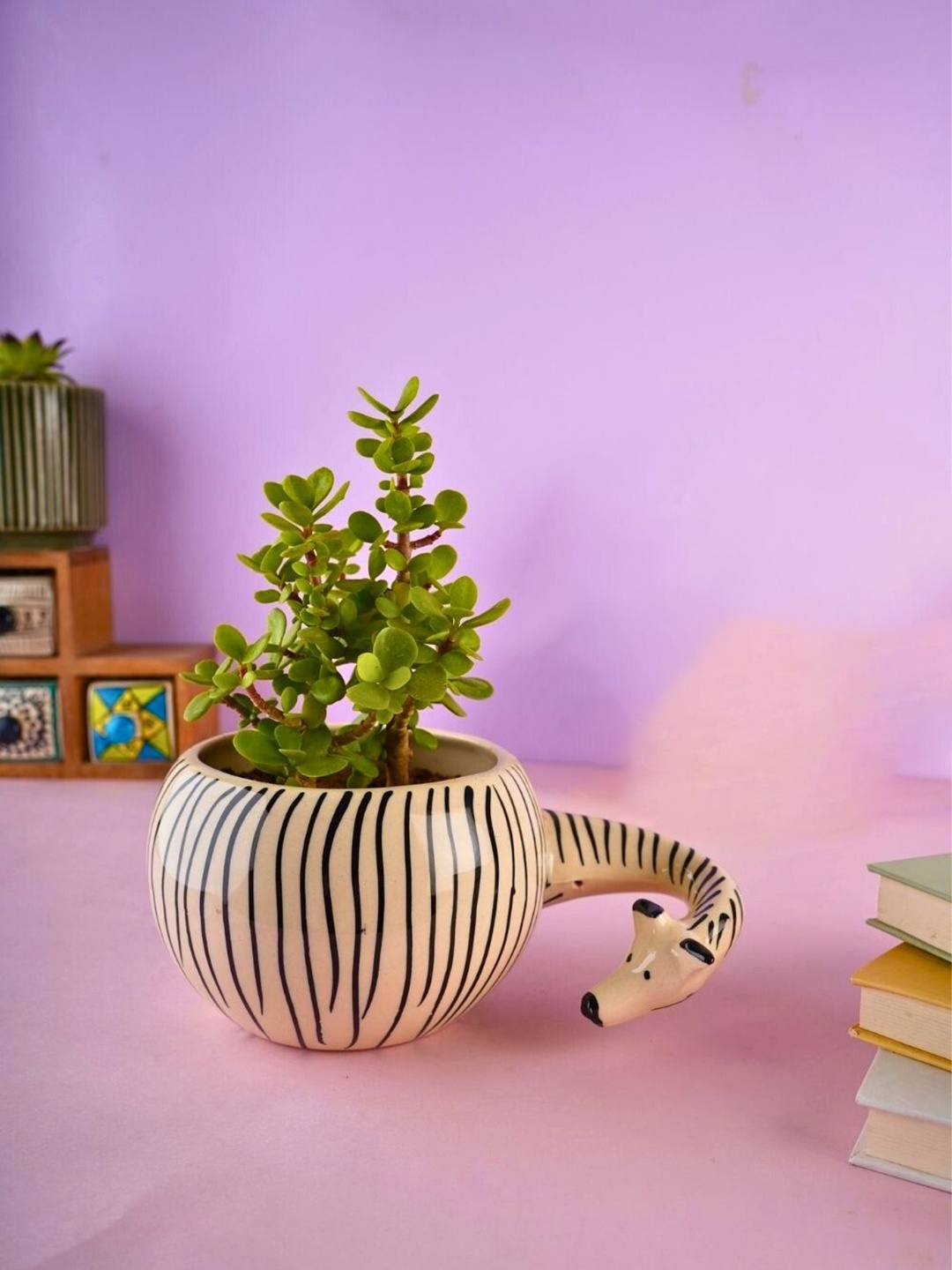 

WEAVING HOMES Black & White Ceramic Zebra Planters