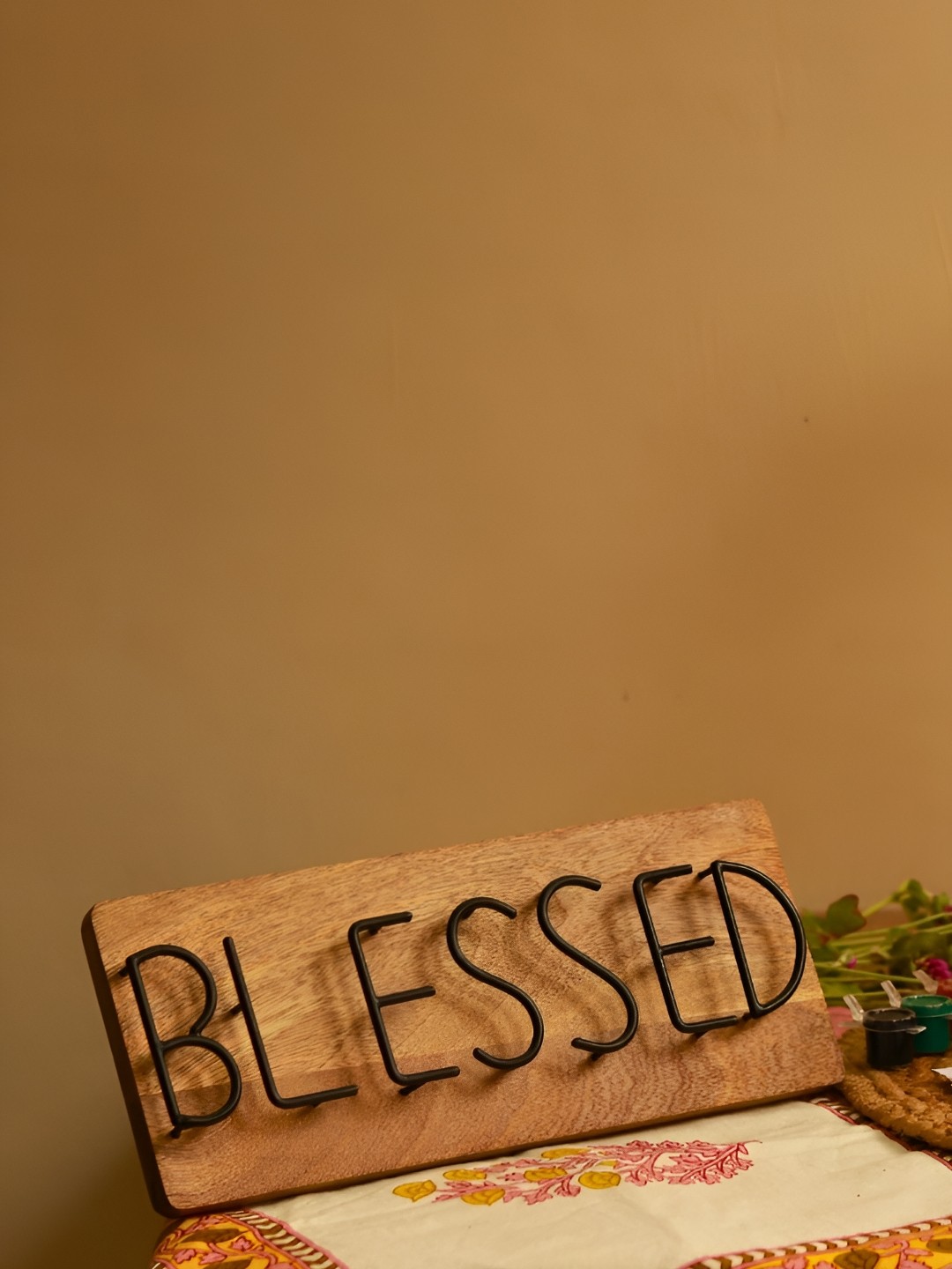 

WEAVING HOMES Brown Blessed Board Wall Hanging