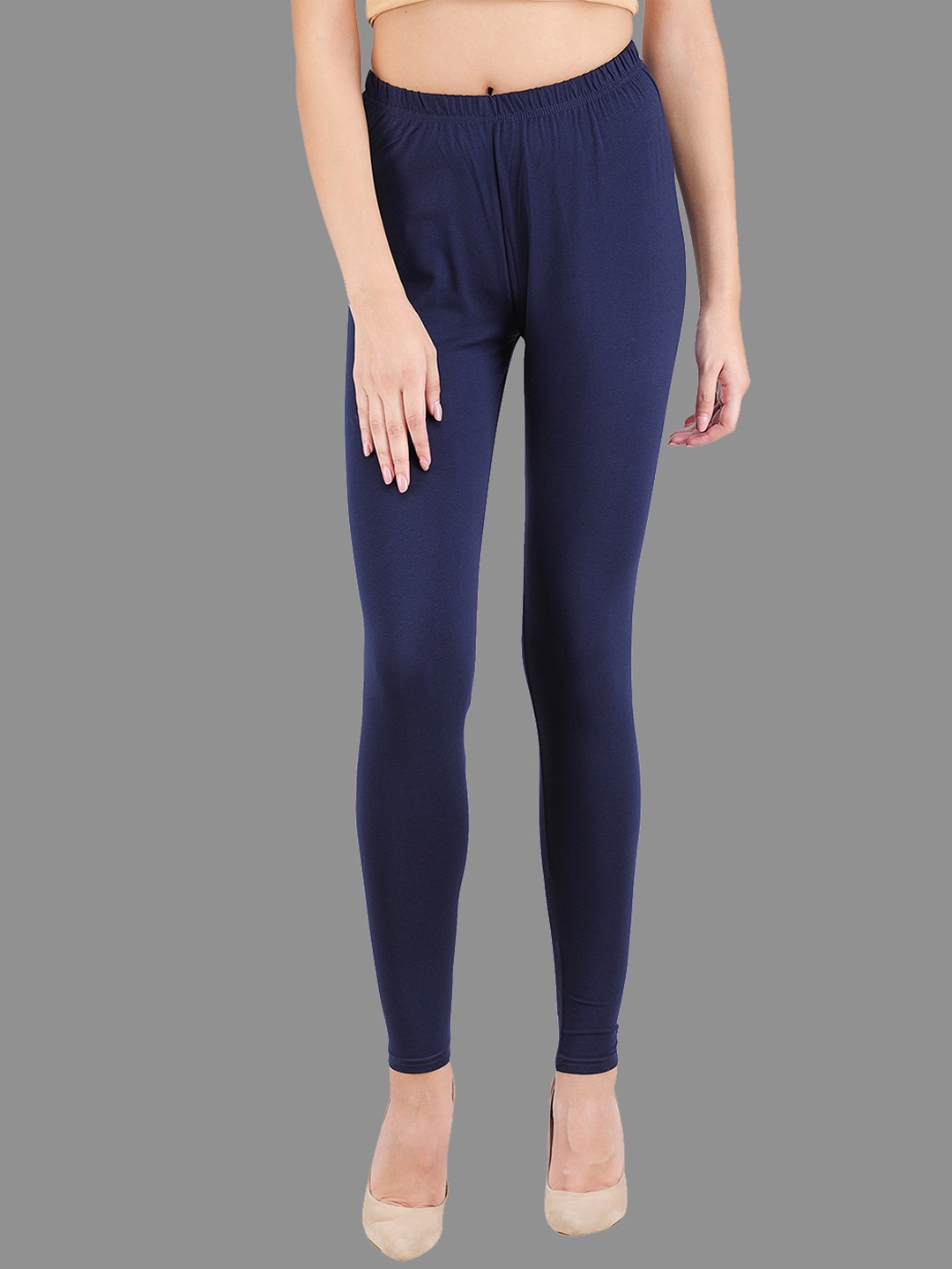 

FFU Slim-Fit Cotton Ankle-Length Leggings, Navy blue