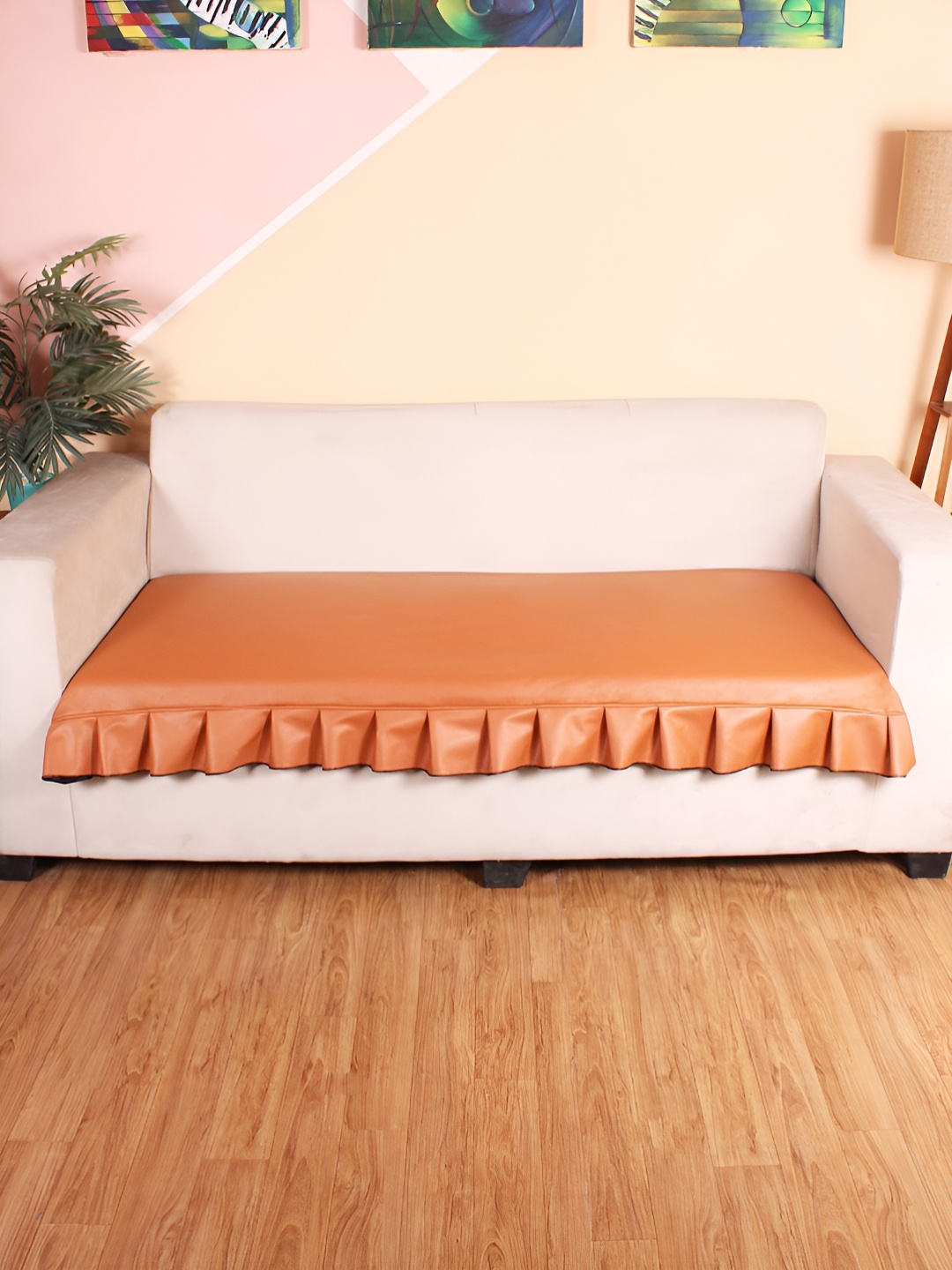 

STITCHNEST Rust Leatherite Regular Sofa Cover