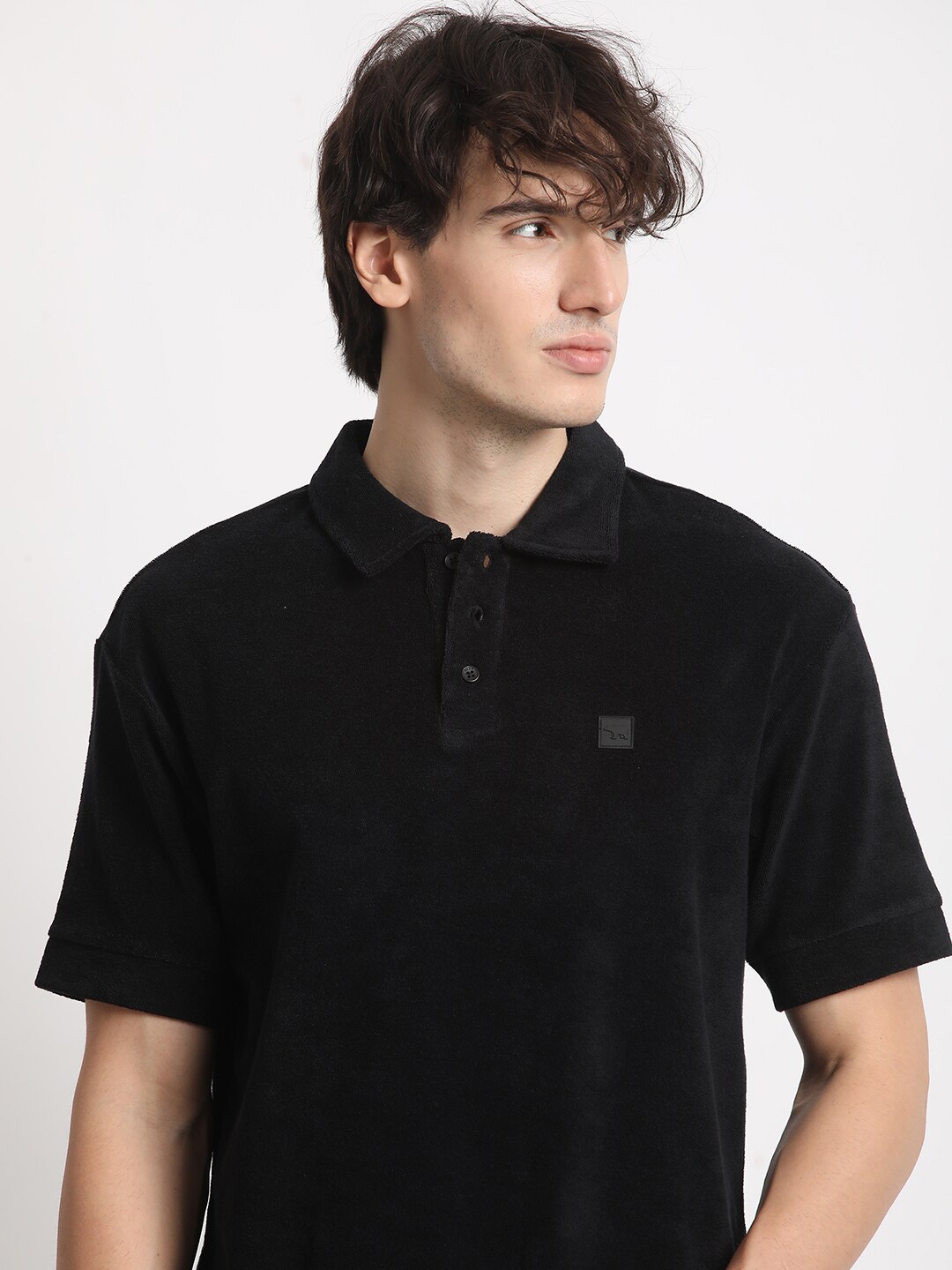 

THE BEAR HOUSE Polo Collar Cotton T-shirt, Black