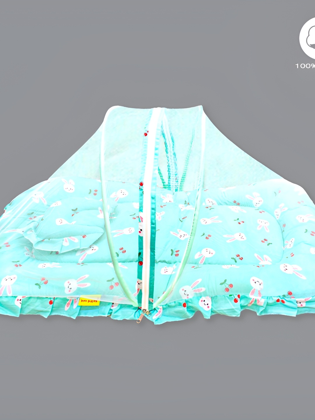 

Born Babies Green & White Cartoon Characters Cotton Single Bedding Set