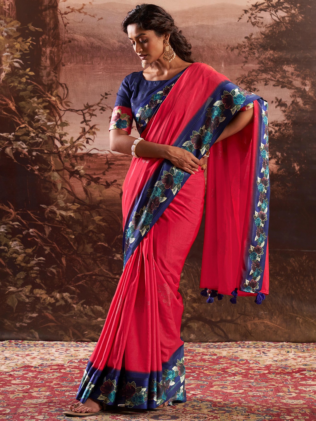 

Mitera Embellished Beads and Stones Designer Saree, Pink