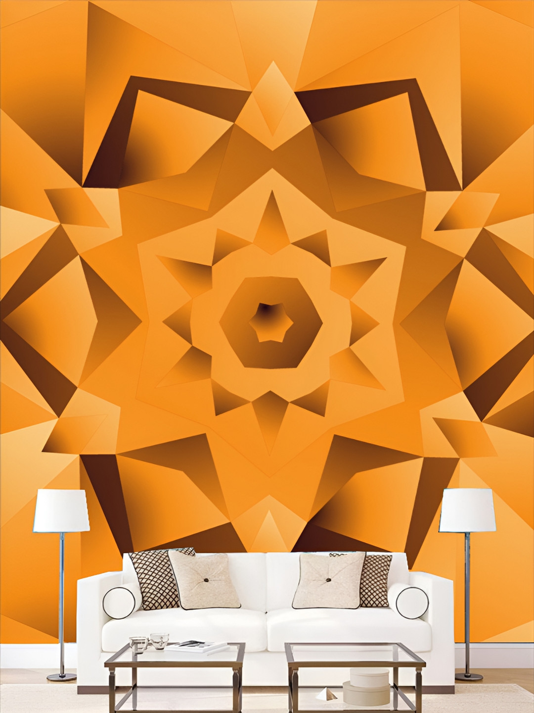 

KSHIRSA Orange 3D Printed Self Adhesive Wall Stickers