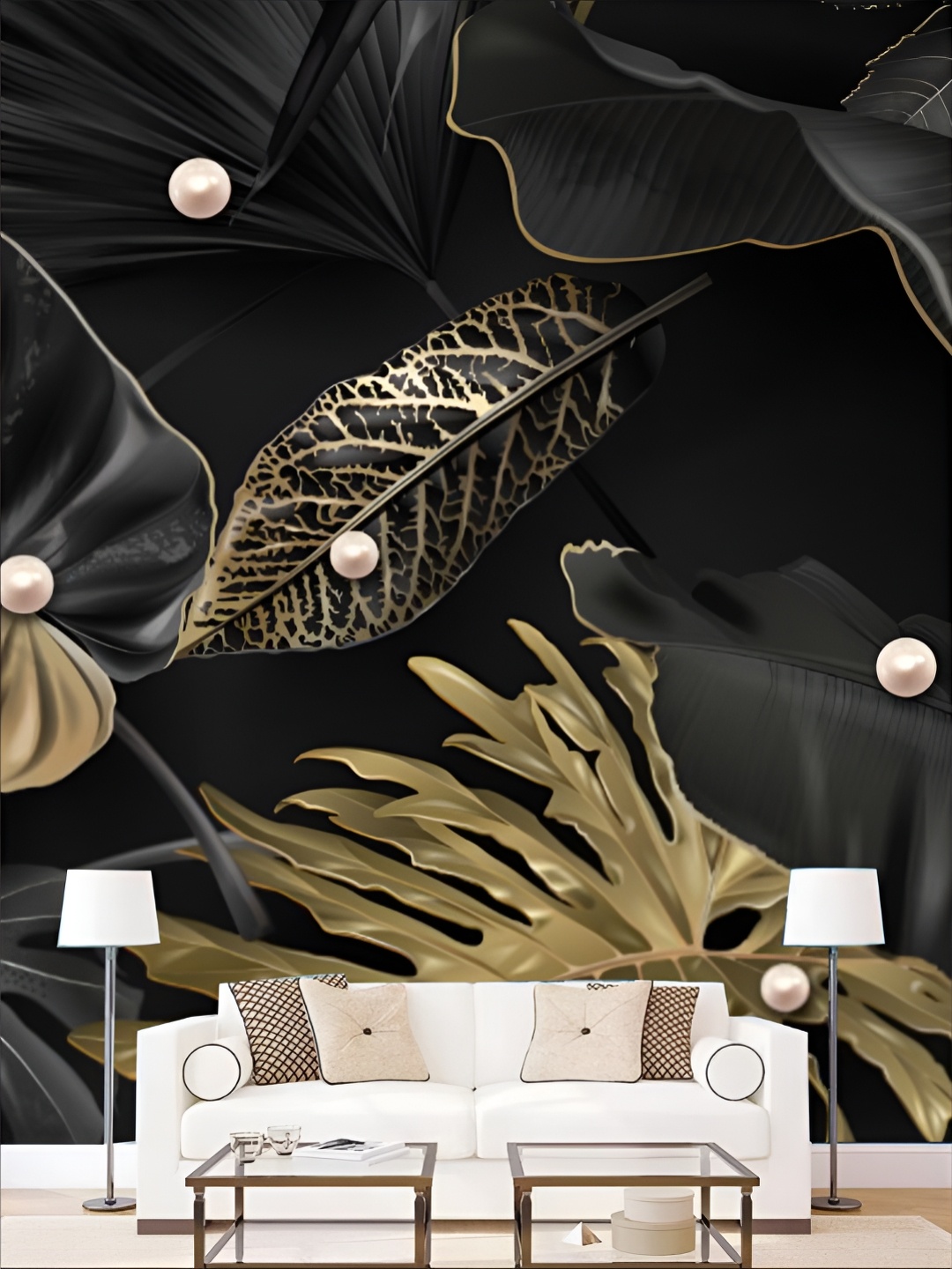 

KSHIRSA Black & Beige 3D Printed Self-Adhesive Wallpaper