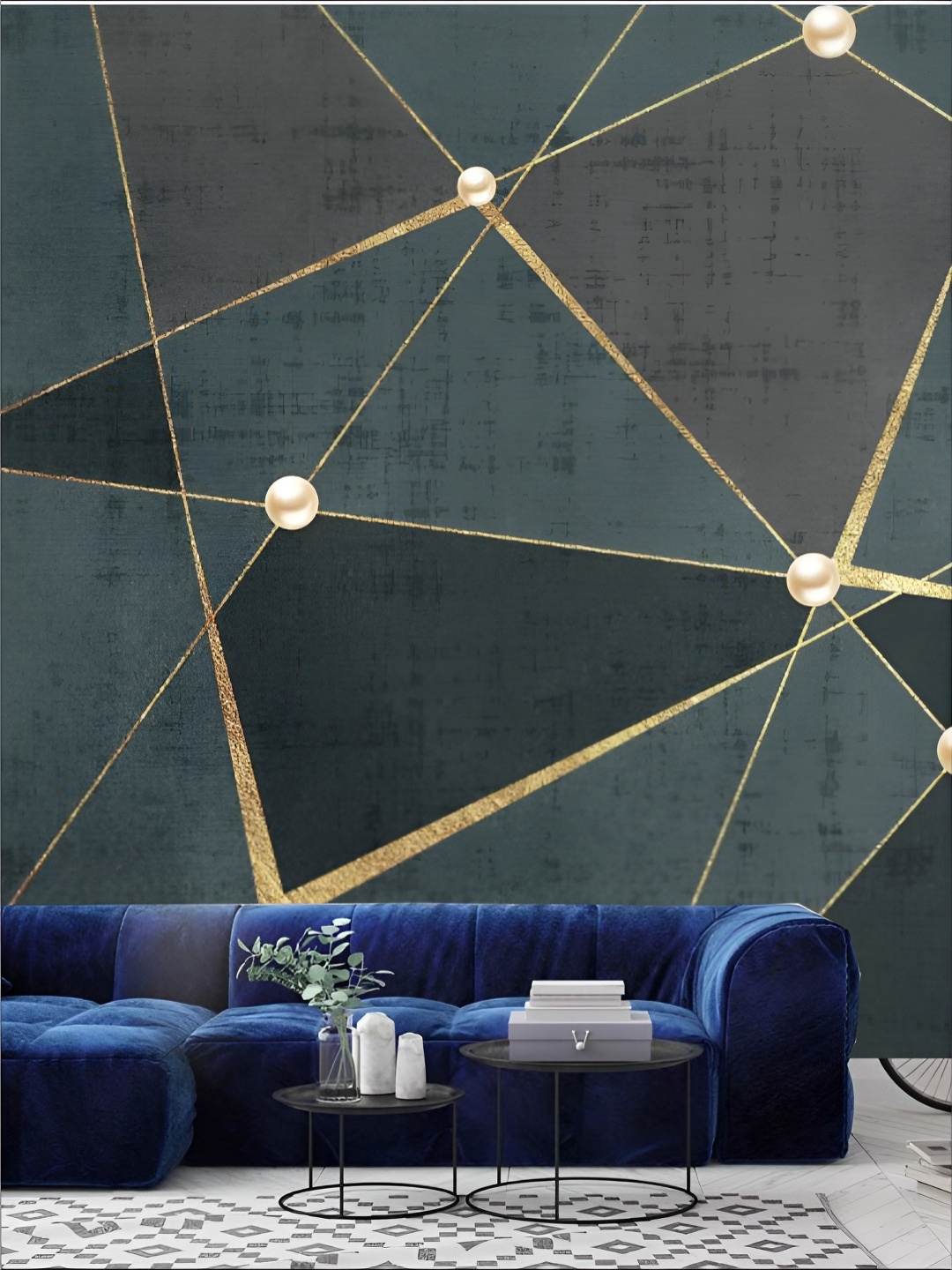 

KSHIRSA Grey & Beige 3D Printed Self-Adhesive Wallpaper