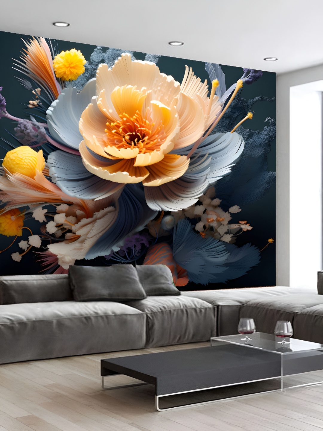 

KSHIRSA Black & Grey Printed Self-Adhesive Wall Sicker