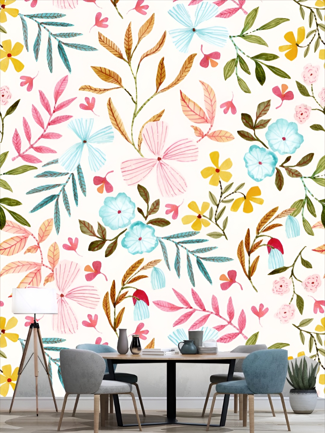 

KSHIRSA Pink & Green 3D Printed Self-Adhesive Wallpaper